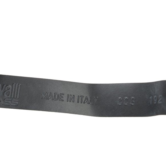 Cavalli Class Men's Black 100% Pebbled Leather Buckle Decorated Belt - Picture 5 of 5